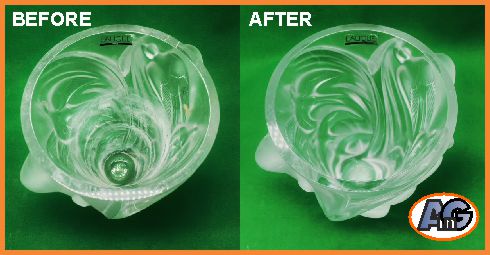 Lalique Crystal Vase with hard water stains