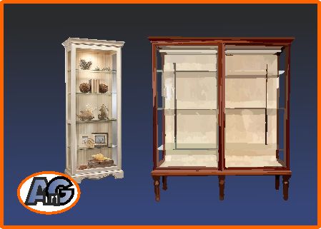 simple curio cabinet with wood framed doors