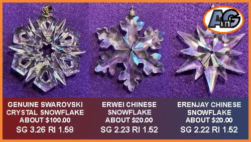 Comparing genuine & imitation snowflake ornaments