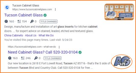 SERP for Cabinet glass Tucson