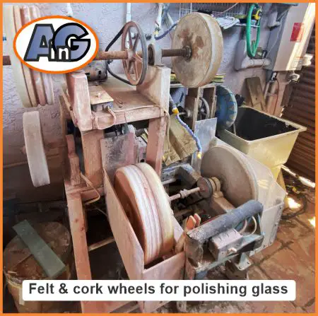 Felt and cork wheels for polishing glass