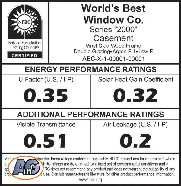 Basic Window label from the NFRC