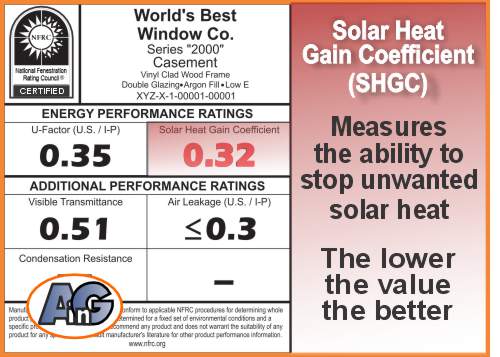 Solar Heat Gain Coefficient on the Energy Star, NFRC label - the lower the value the better