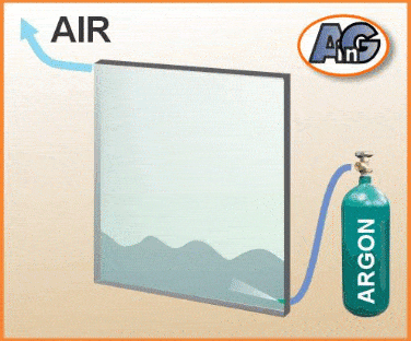 Filling a double pane window with argon
